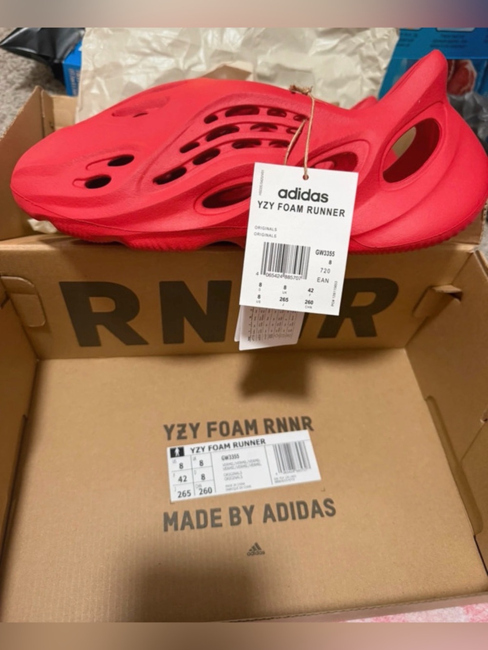 Yeezy YZY Foam Runner Slip-On Sandal in Vibrant Red